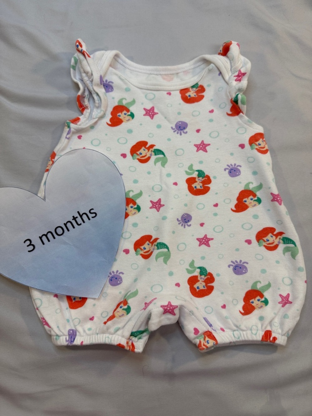 🐥 Disney - Little Mermaid - Ariel short sleeve romper. One piece Size 3 mo